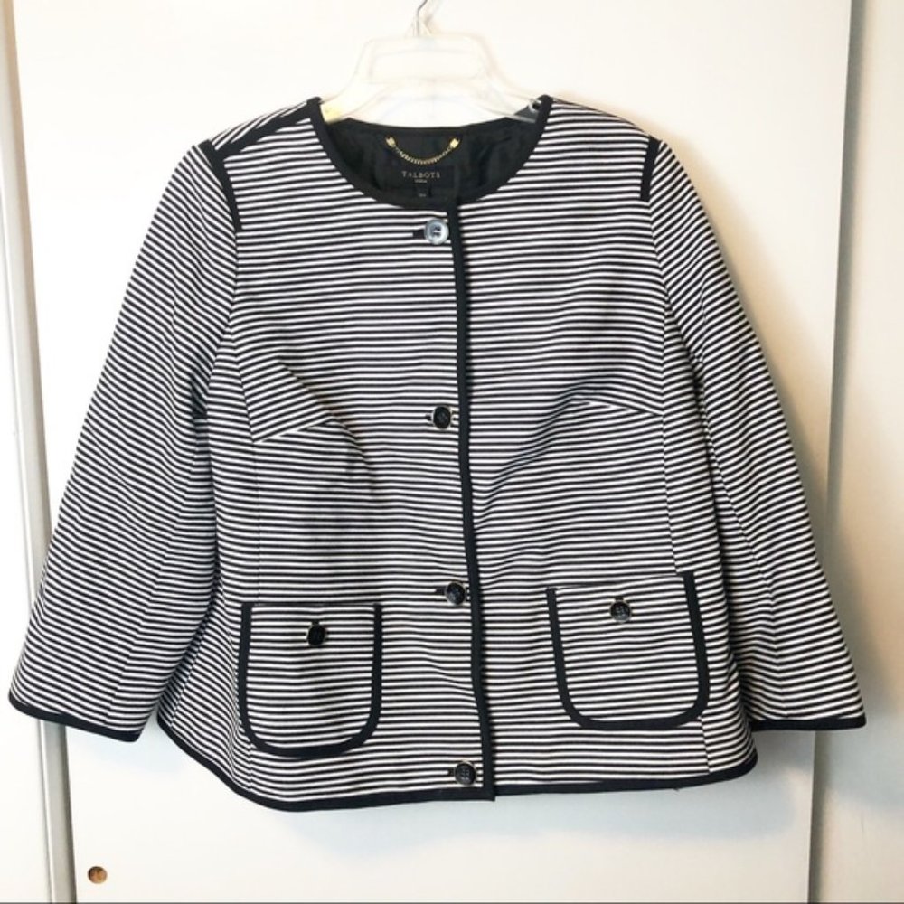 Talbots Striped Blazer Black and White Size 12